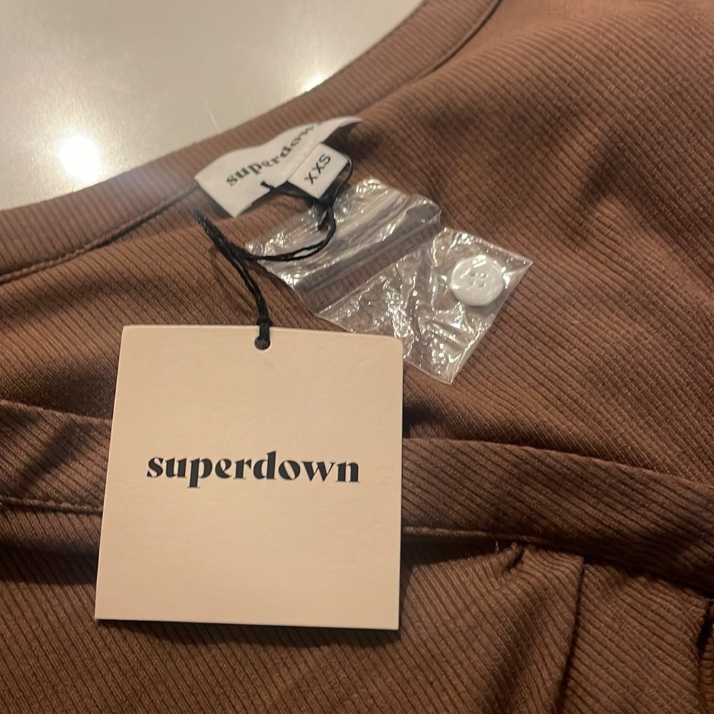 Revolve Superdown Ribbed Button Front Dress Choco… - image 3